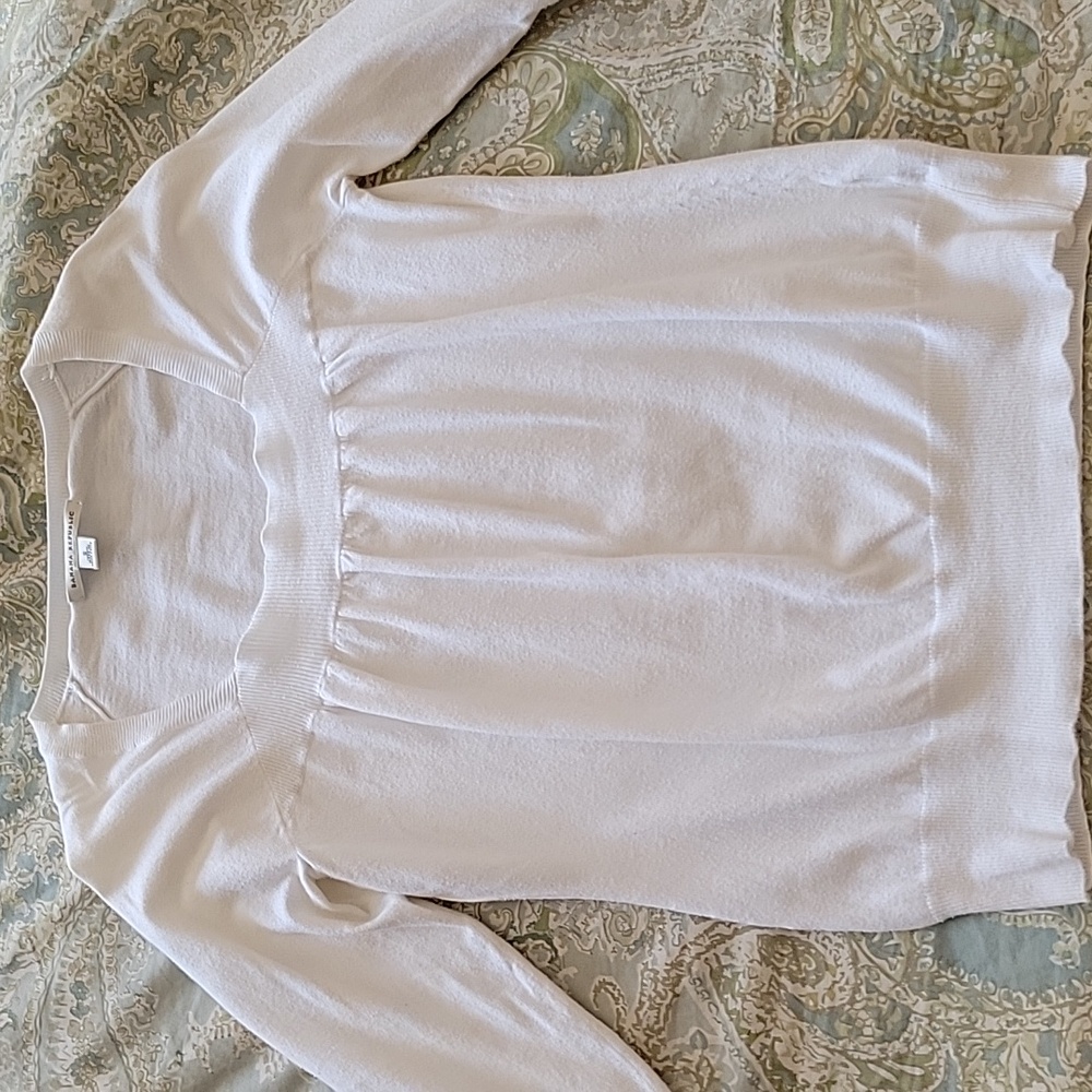 BANANA REPUBLIC OFF-WHITE Lightweight Knit Sweater - Picture 5 of 7